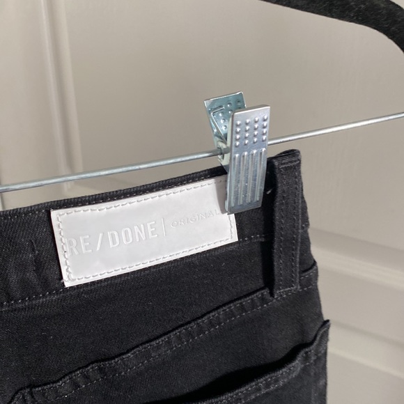 RE/DONE High Rise Ankle Crop Black Destroy Jeans Size 23 - Picture 9 of 9